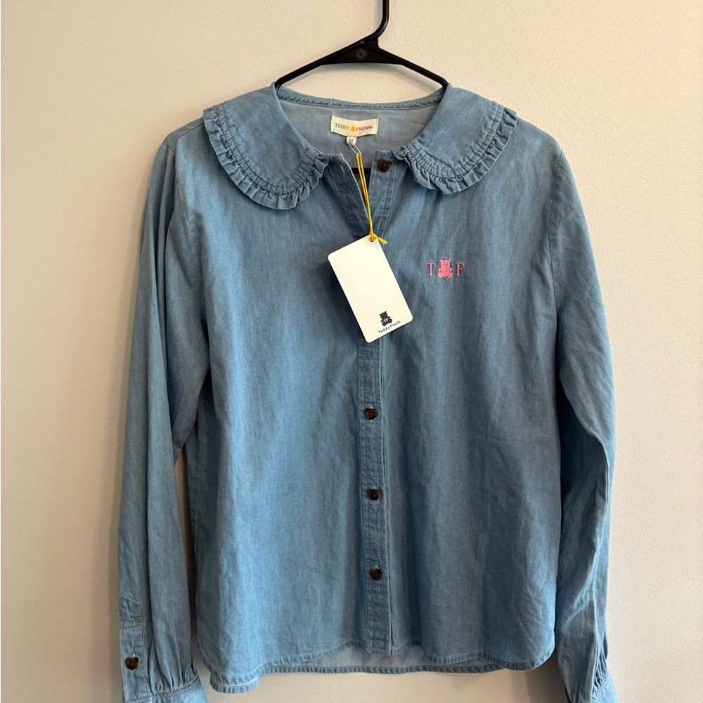 Teddy Fresh Blue Button Down Shirt with Embroidered Detail